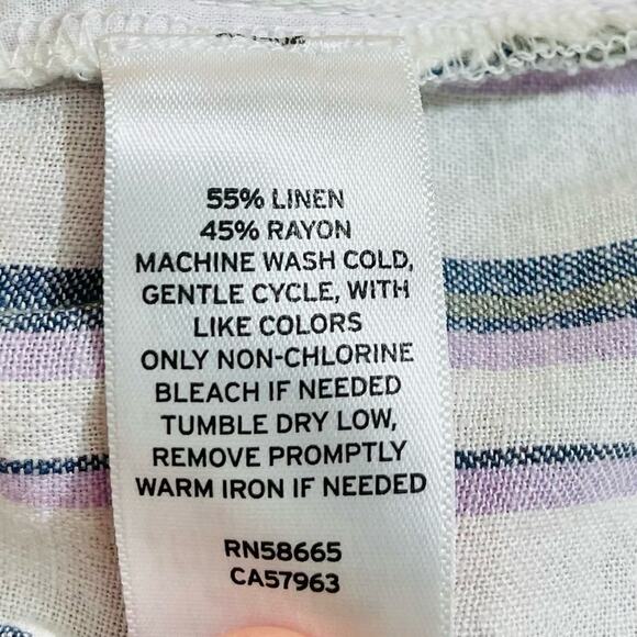 Nordstroms Caslon Linen Blend High Rise Striped Wide Leg Pants NEW Large - Picture 4 of 10